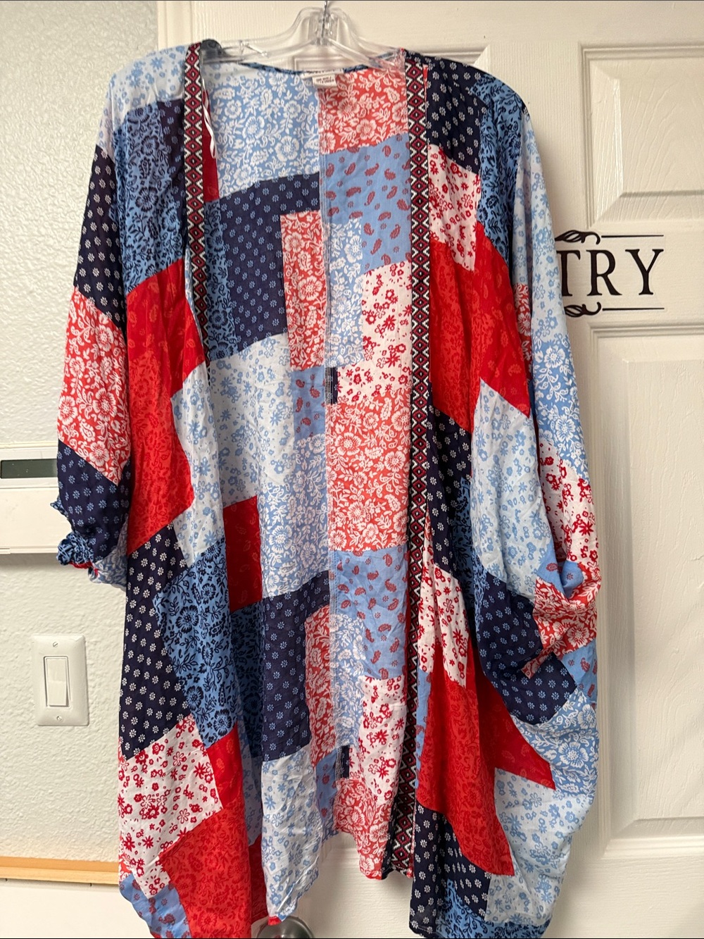 Ariat Patchwork Kimono Dress - Red, Navy & Light Blue